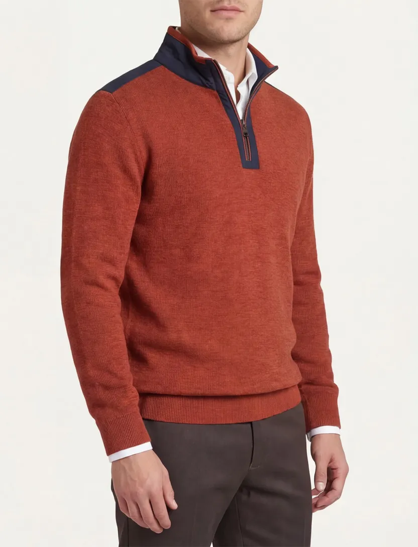 Casa Moda oranje half-zip trui 100% katoen