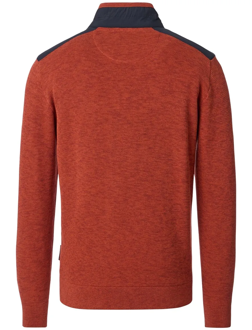 Casa Moda oranje half-zip trui gemêleerd