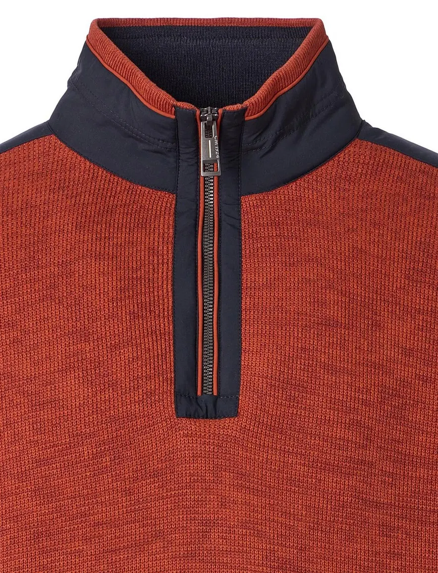 Casa Moda oranje half-zip trui gemêleerd
