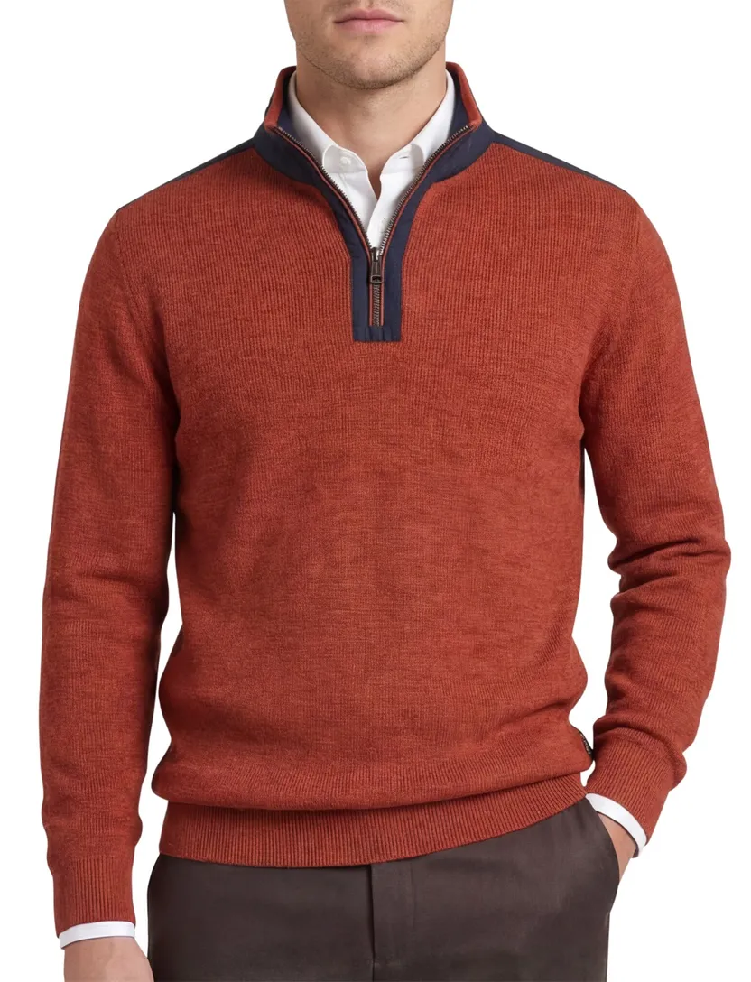 Casa Moda oranje half-zip trui 100% katoen