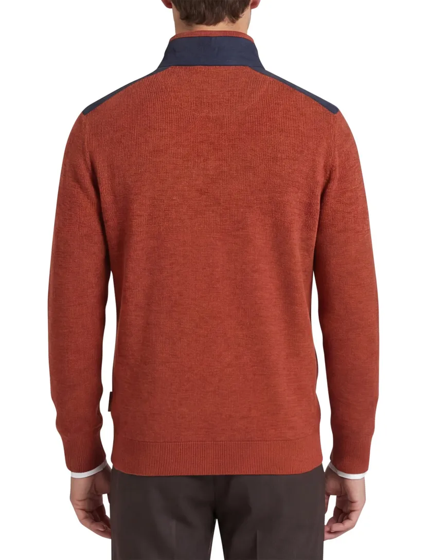 Casa Moda oranje half-zip trui 100% katoen