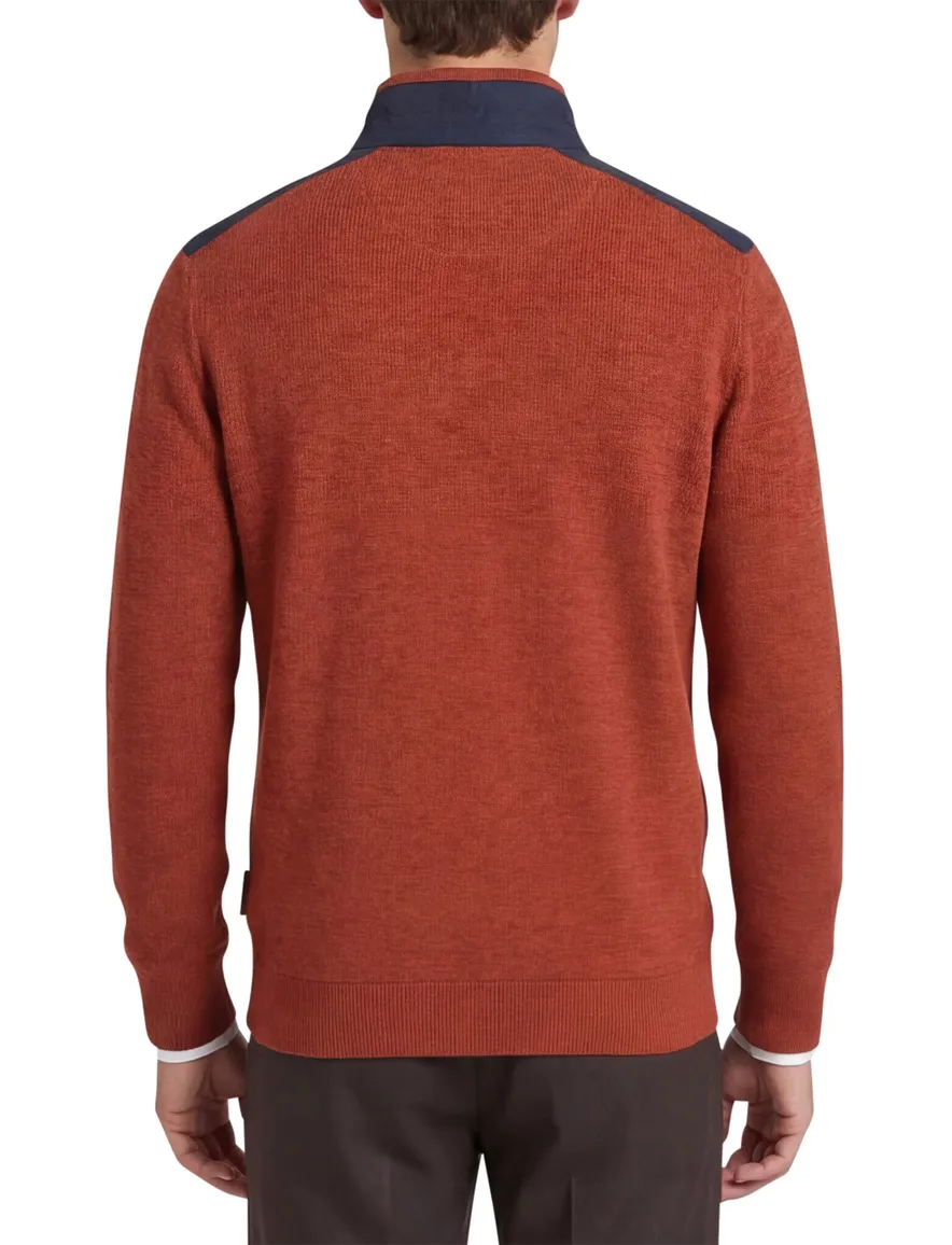 Casa Moda oranje half-zip trui gemêleerd