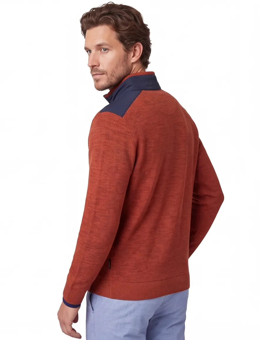 Casa Moda oranje half-zip trui gemêleerd