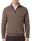 Casa Moda trui half zip bruin gemeleerd gebreid