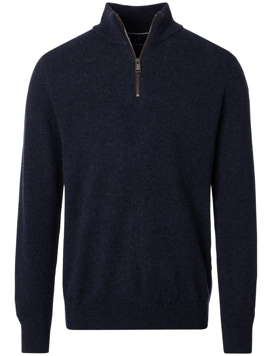 Casa Moda donkerblauw half-zip trui effen
