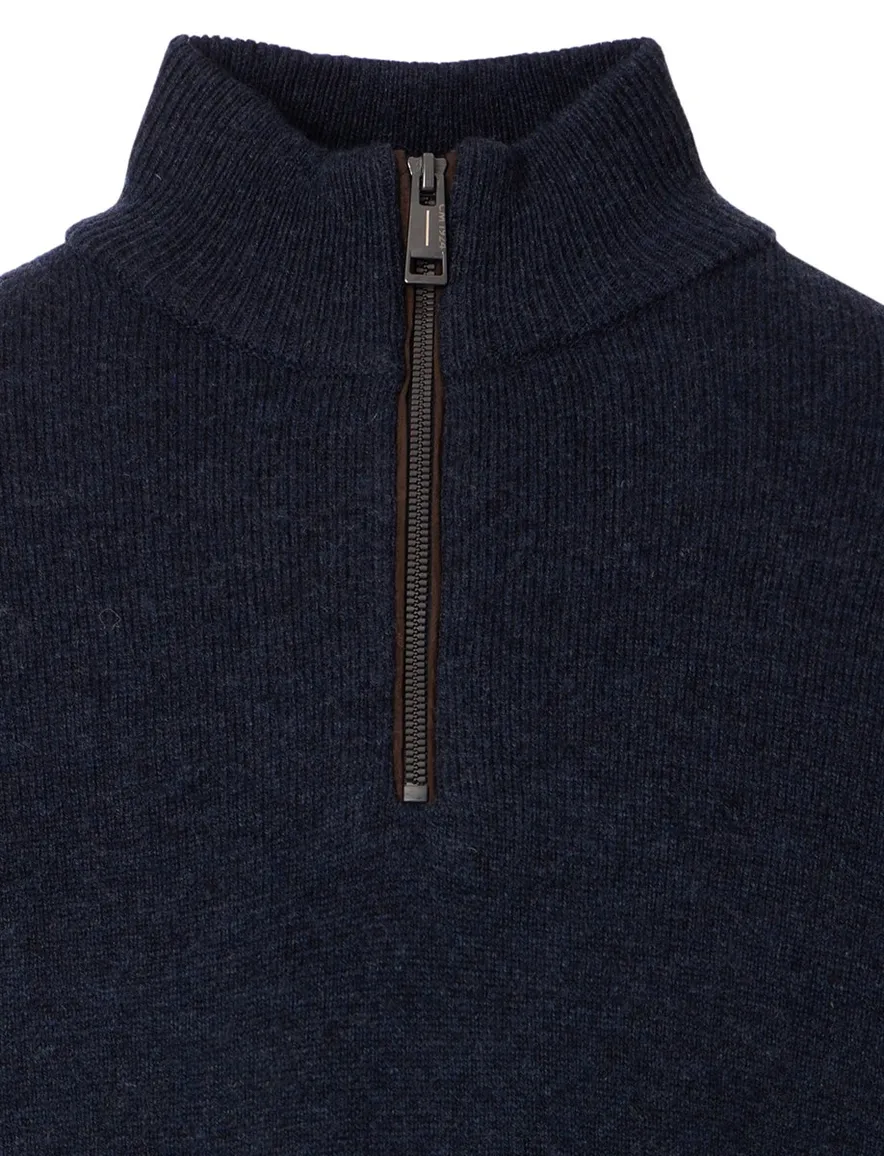 Casa Moda donkerblauw half-zip trui effen