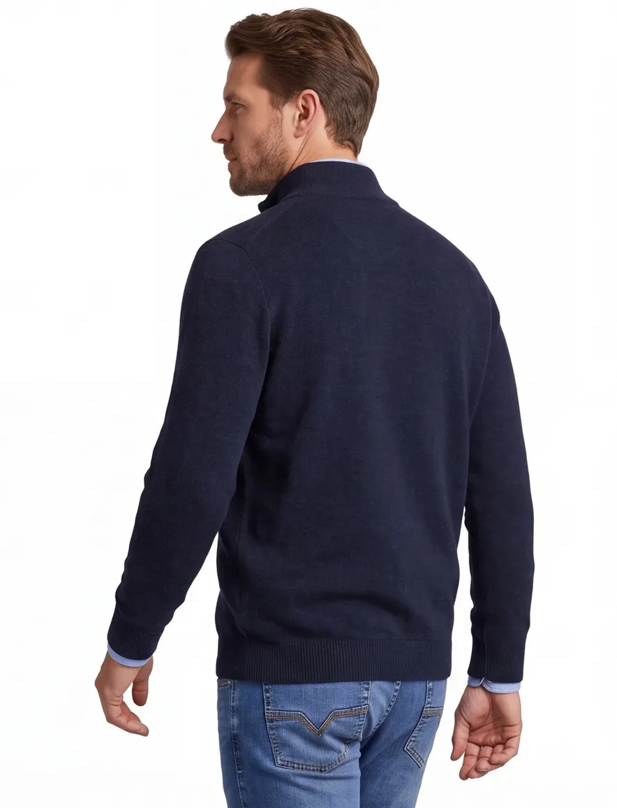 Casa Moda donkerblauw half-zip trui effen