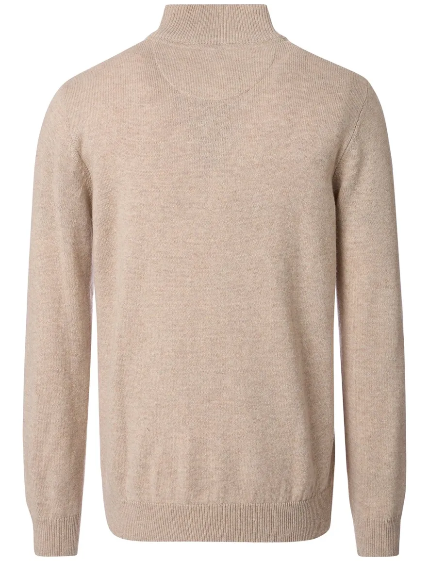 Casa Moda beige half-zip trui gemêleerd gebreid