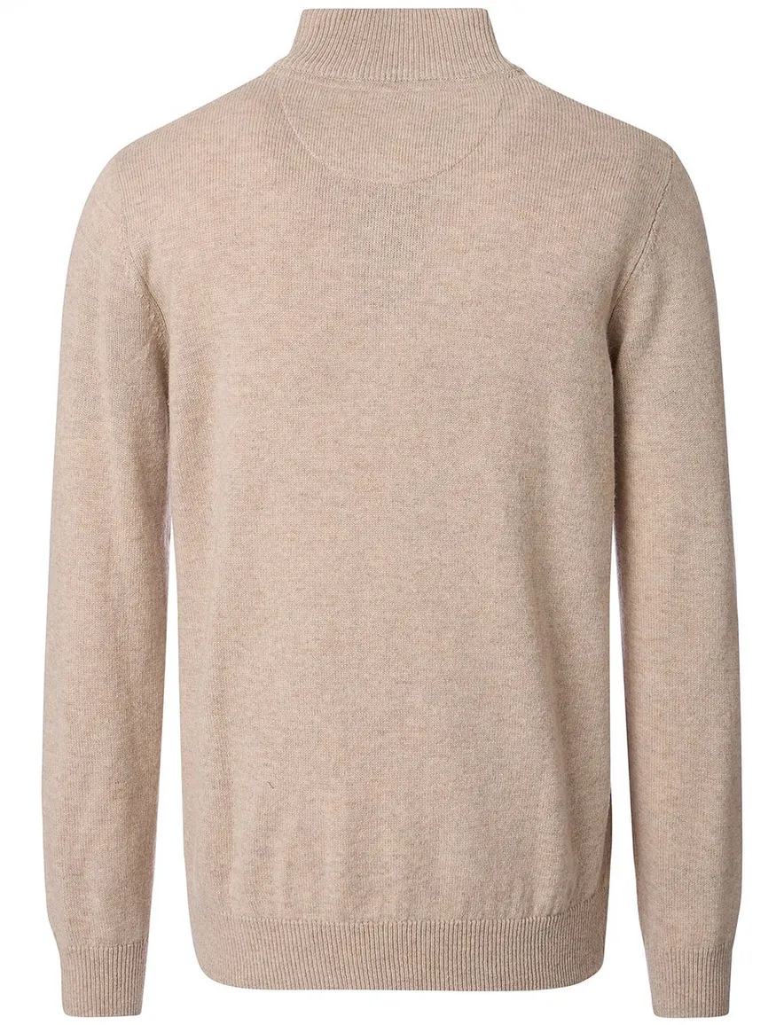 Casa Moda beige half-zip trui gemêleerd gebreid