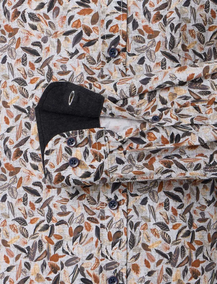 Casa Moda overhemd bruin geprint katoen button down wijde fit