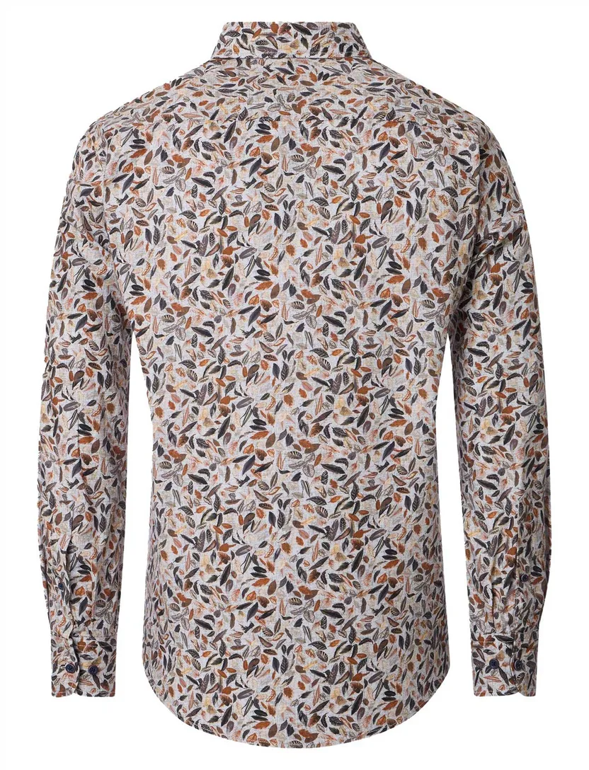 Casa Moda overhemd bruin geprint katoen button down wijde fit