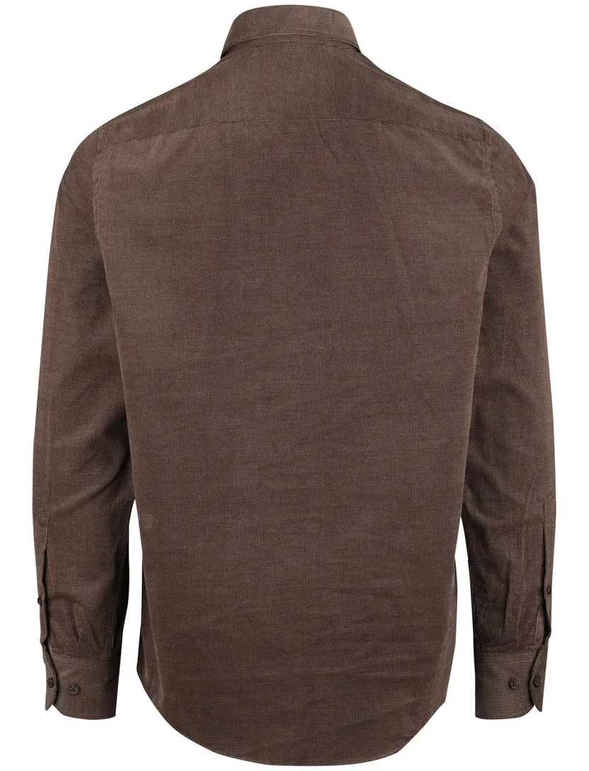 Casa Moda Overhemd Bruin dubbele borstzak 100% katoen