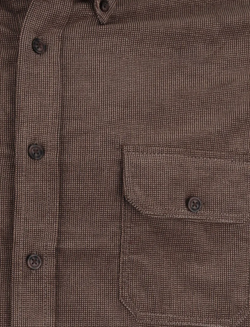 Casa Moda Overhemd Bruin dubbele borstzak 100% katoen