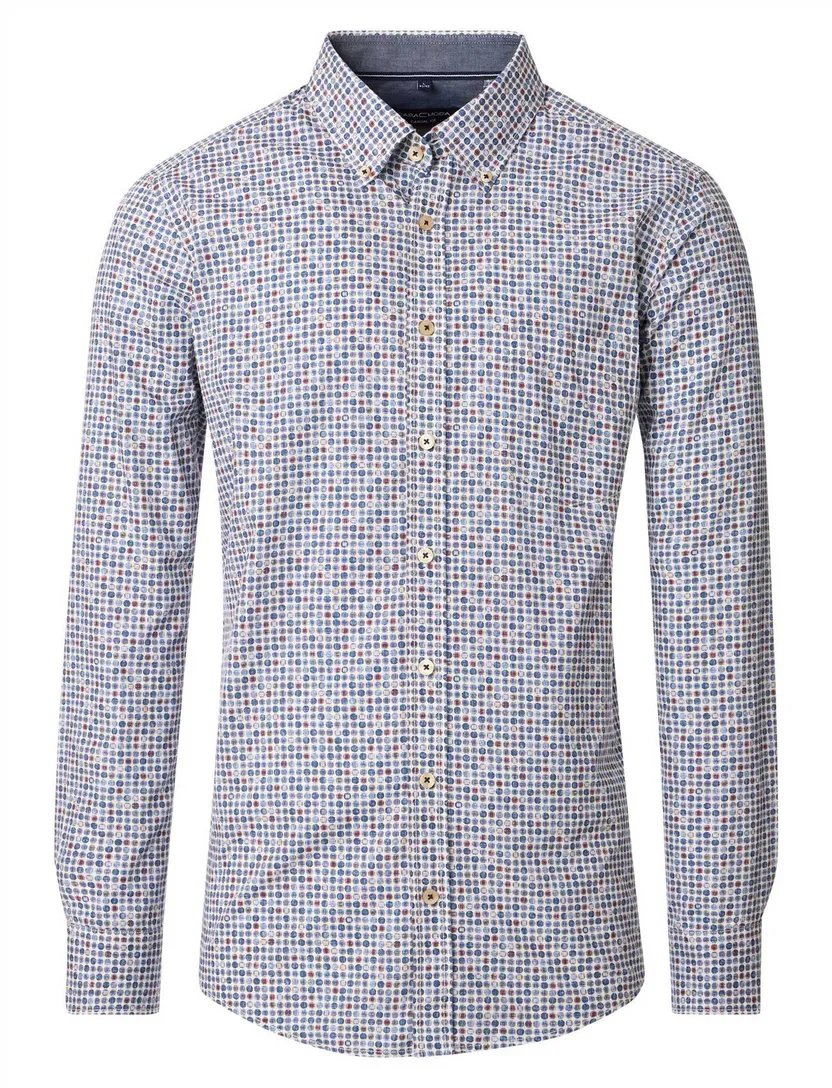modieus blauw geprint Casa Moda casual fit overhemd