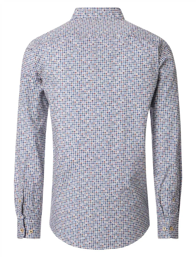 modieus blauw geprint Casa Moda casual fit overhemd