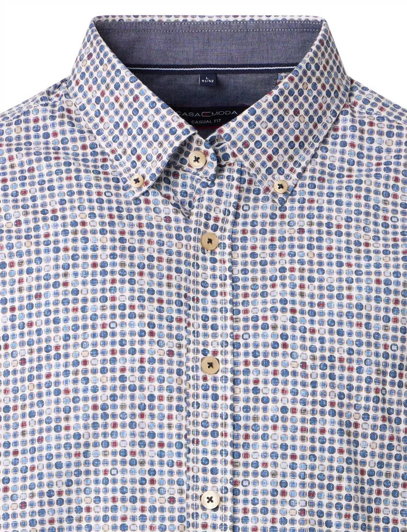 modieus blauw geprint Casa Moda casual fit overhemd