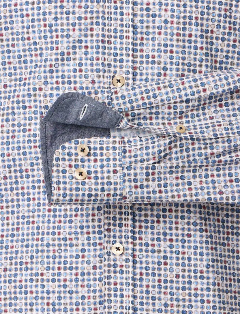 modieus blauw geprint Casa Moda casual fit overhemd