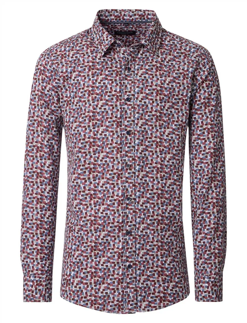 rood geprint modieus Casa Moda casual fit overhemd