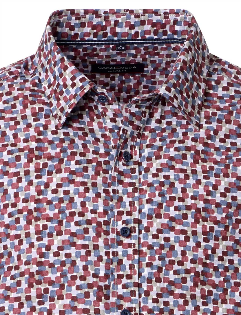 rood geprint modieus Casa Moda casual fit overhemd