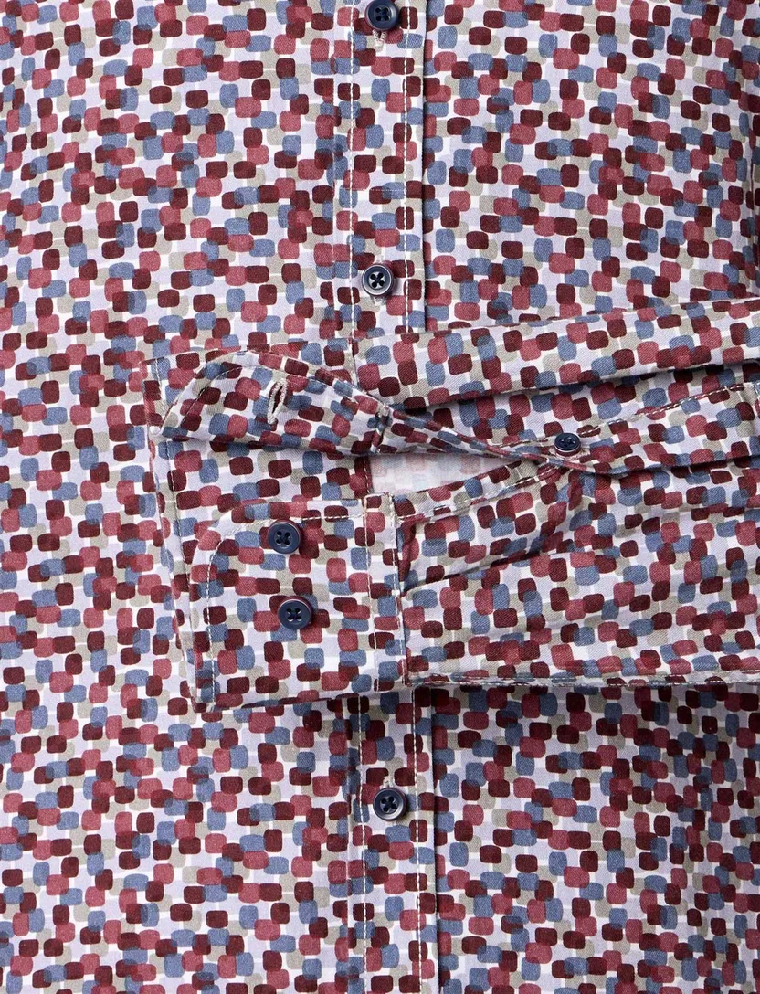 rood geprint modieus Casa Moda casual fit overhemd