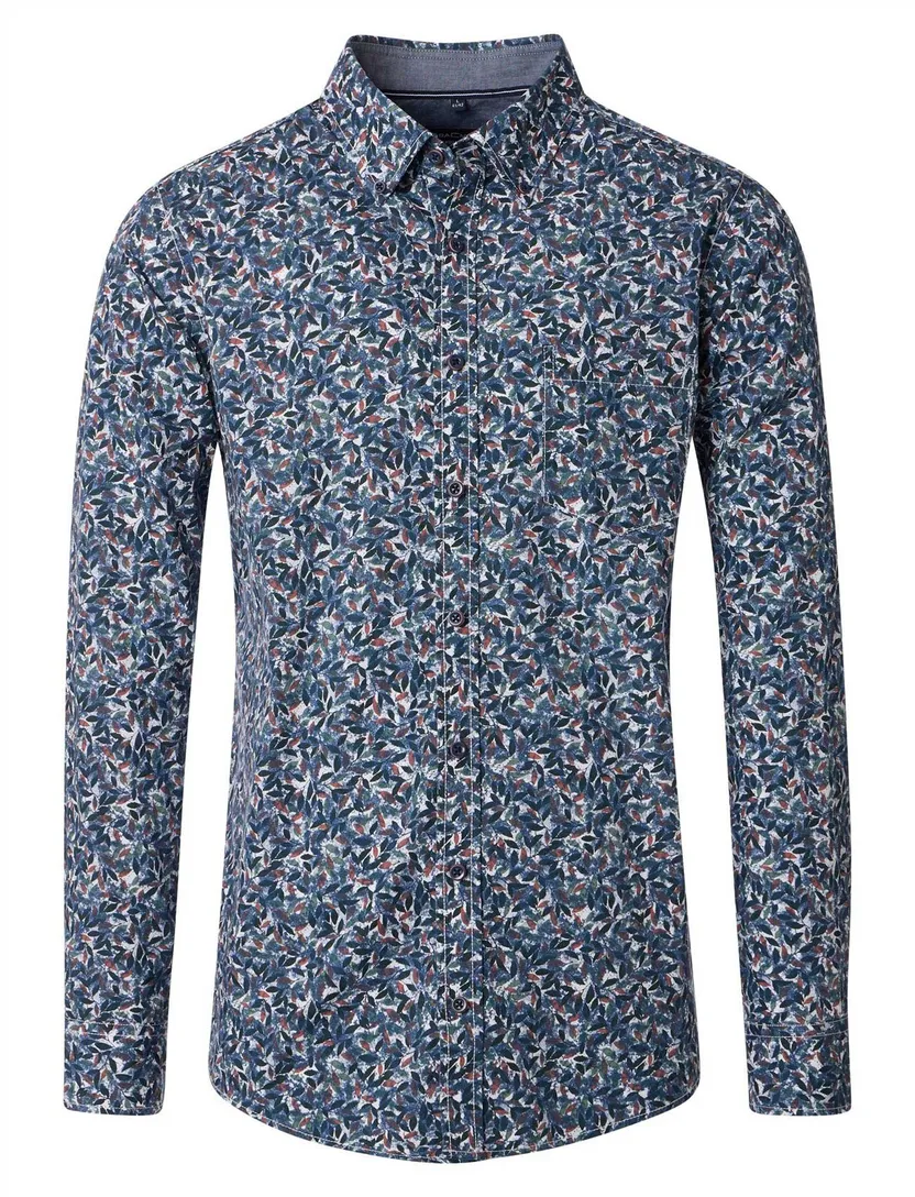 blauw geprint modern Casa Moda casual fit overhemd