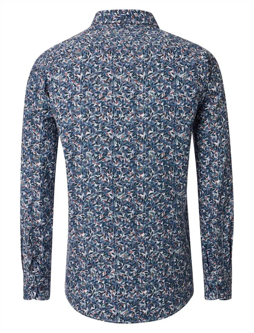 blauw geprint modern Casa Moda casual fit overhemd