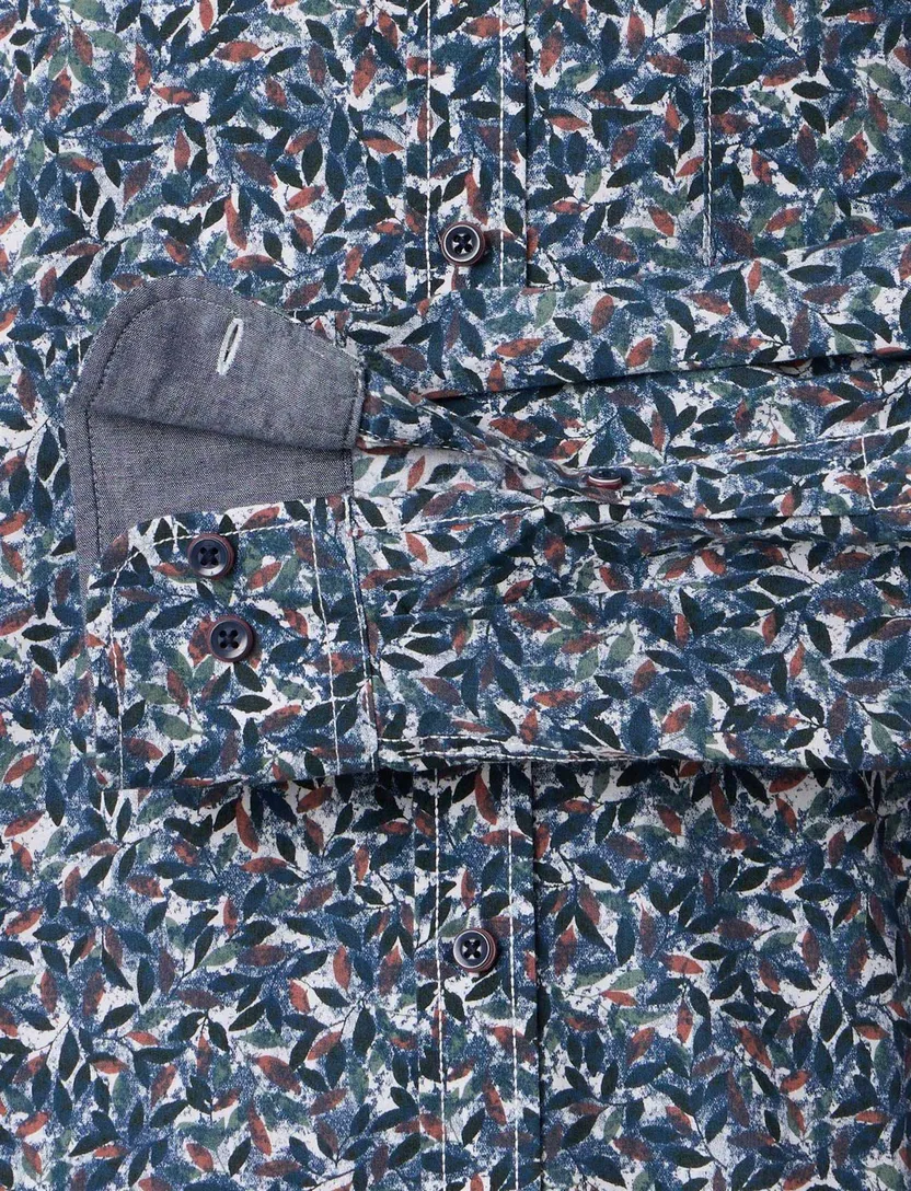 blauw geprint modern Casa Moda casual fit overhemd