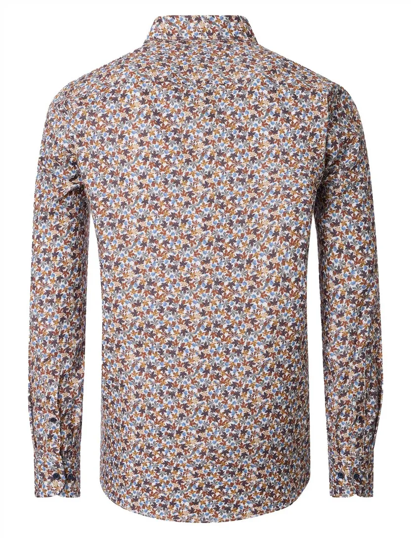 Casa Moda overhemd oranje katoen geprint wijde fit