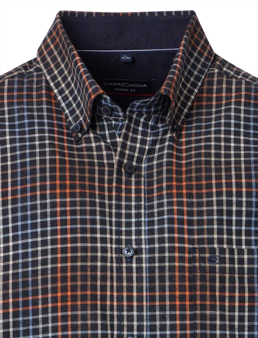 Casa Moda overhemd print grijs katoen wijde fit