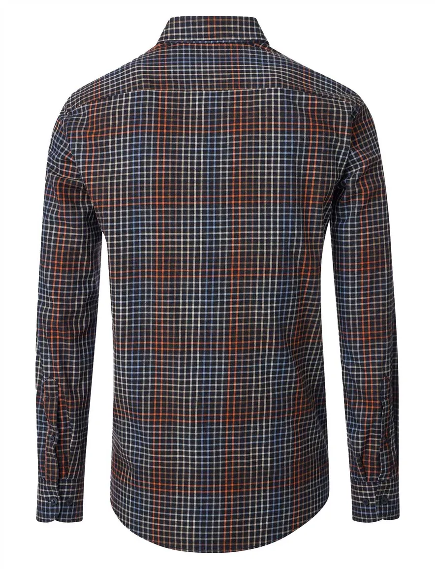 Casa Moda overhemd print grijs katoen wijde fit