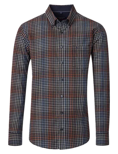 Casa Moda Casa Moda overhemd geprint oranje wijde fit katoen mouwlengte 7