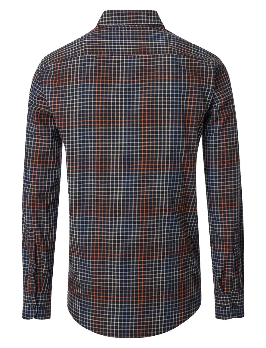 Casa Moda overhemd geprint oranje katoen wijde fit mouwlengte 7