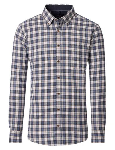 Casa Moda Casa Moda overhemd geruit donkerblauw katoen wijde fit