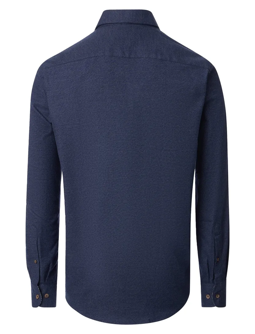 Casa Moda overhemd effen donkerblauw katoen wijde fit