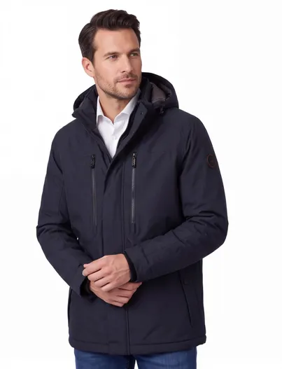 Casa Moda Casa Moda effen donkerblauwe winterjas normale fit