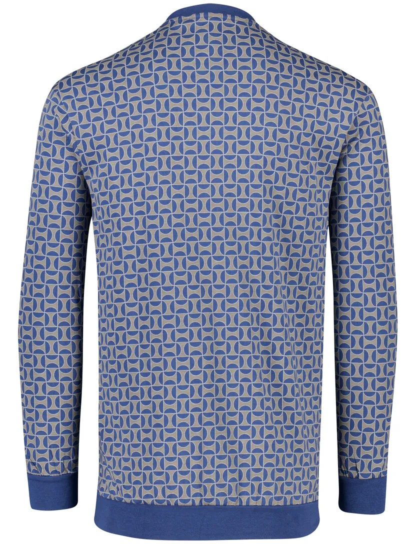 Schiesser lange pyjama blauw katoen