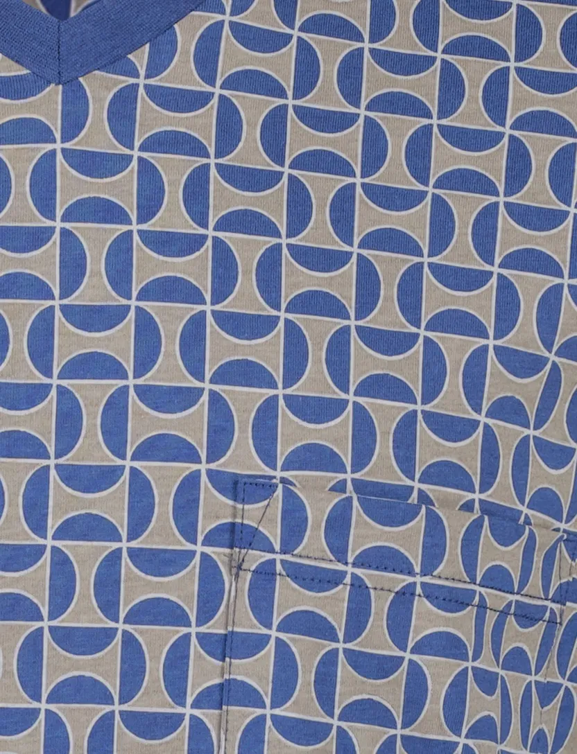 Schiesser lange pyjama blauw katoen