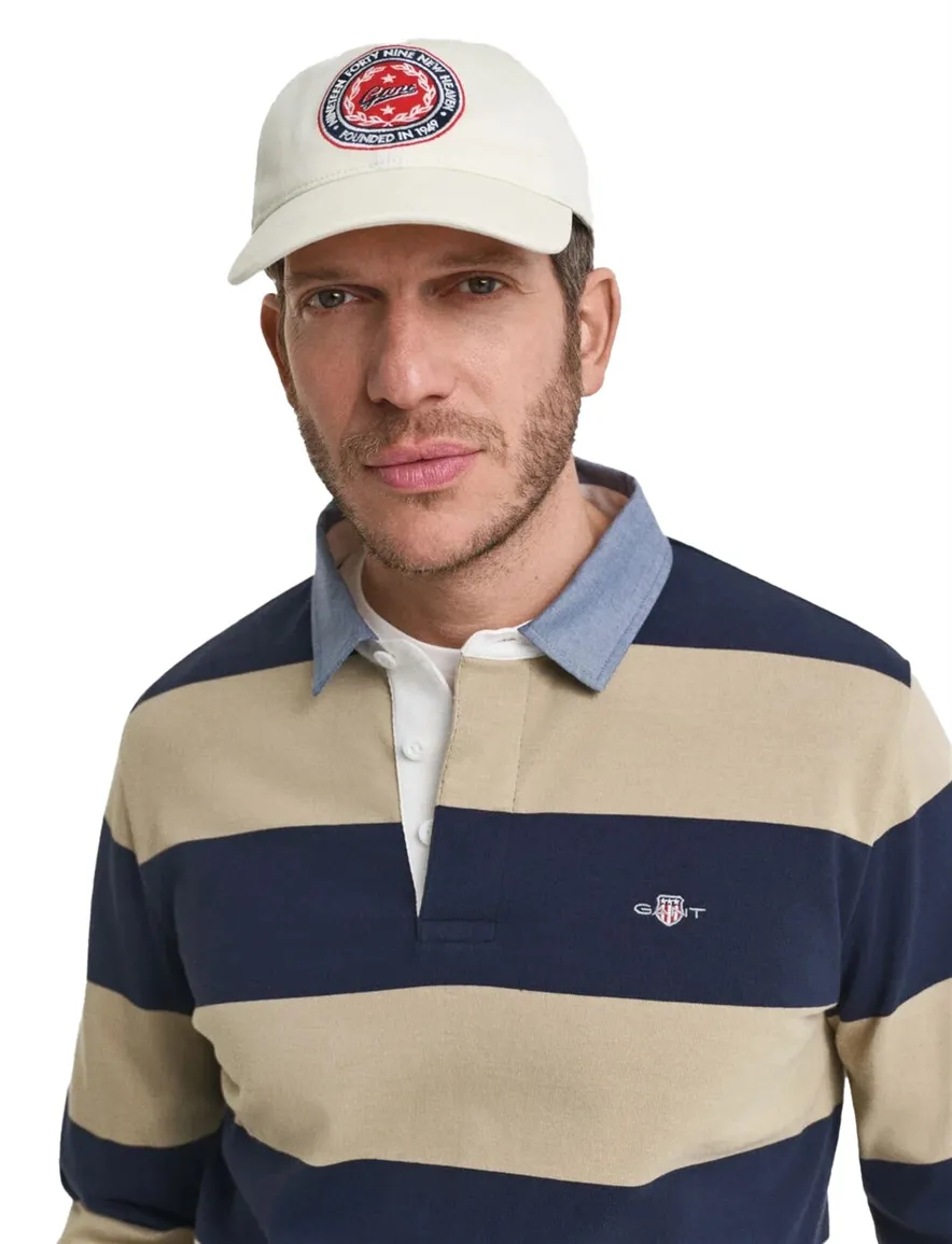 Navy gestreepte lange mouw polo Gant normale fit katoen