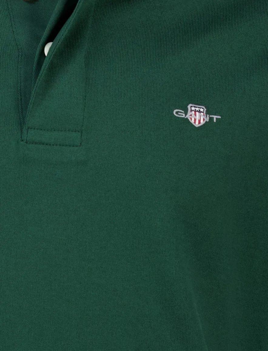 Gant trui rugby kraag groen effen normale fit katoen