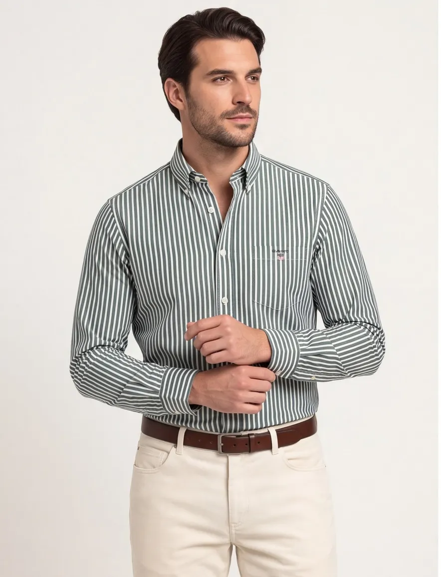 casual overhemd groen Gant Regular Fit
