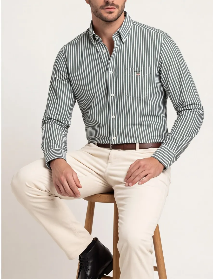casual overhemd groen Gant Regular Fit