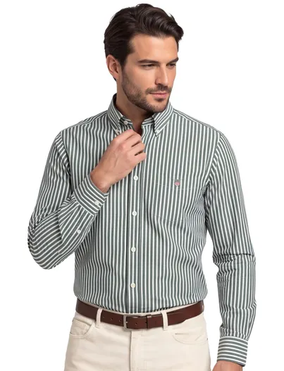 Gant casual overhemd groen Gant Regular Fit