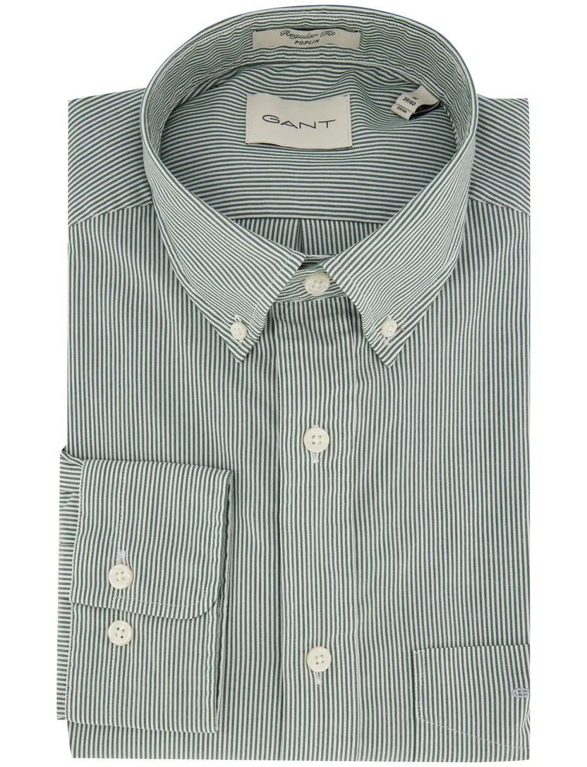 Casual overhemd Gant Regular Fit groen gestreept