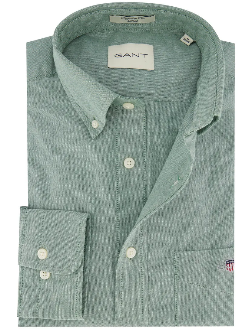 Gant casual overhemd regular fit groen button-down boord