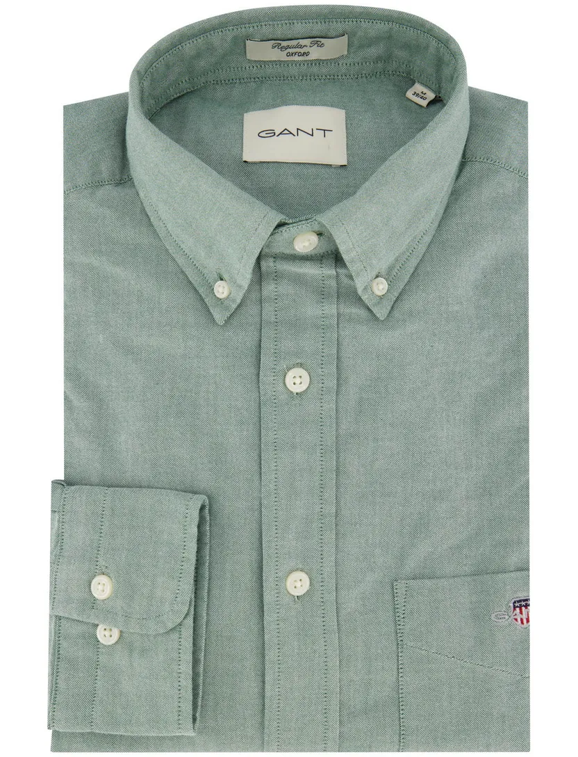 Gant casual overhemd regular fit groen button-down boord