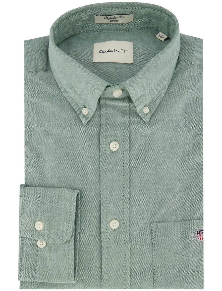 Gant regular fit casual overhemd groen katoen