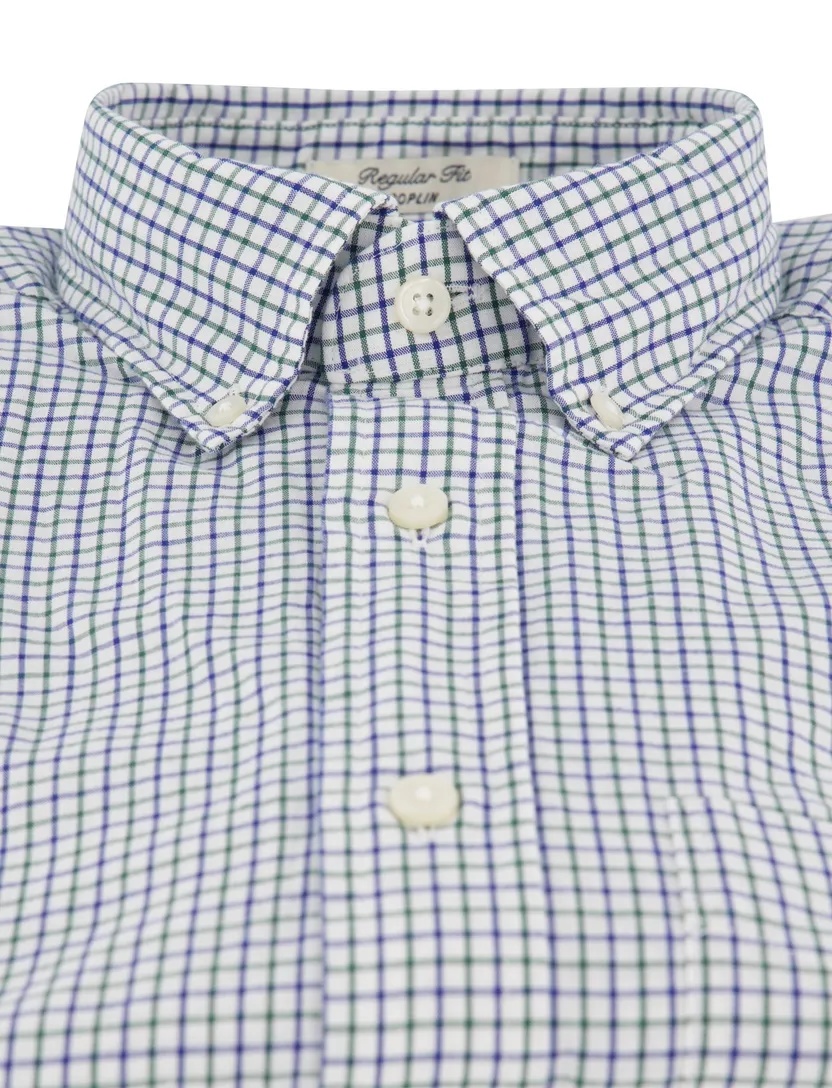 Gant overhemd blauw geruit lange mouwen