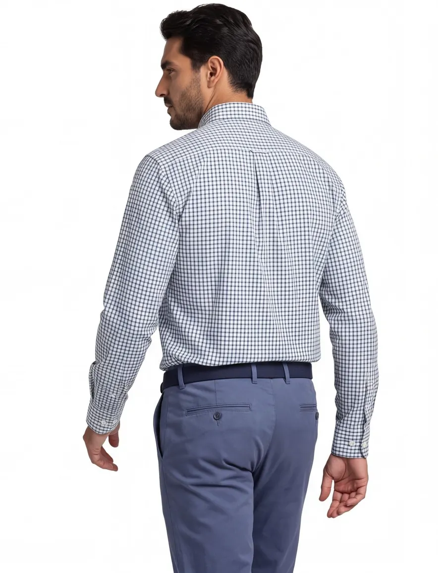 Gant overhemd blauw geruit
