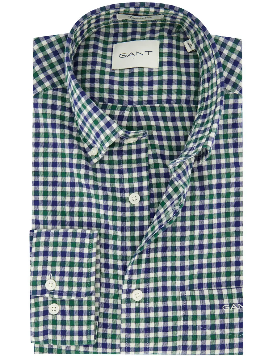Gant katoenen overhemd blauw geruit