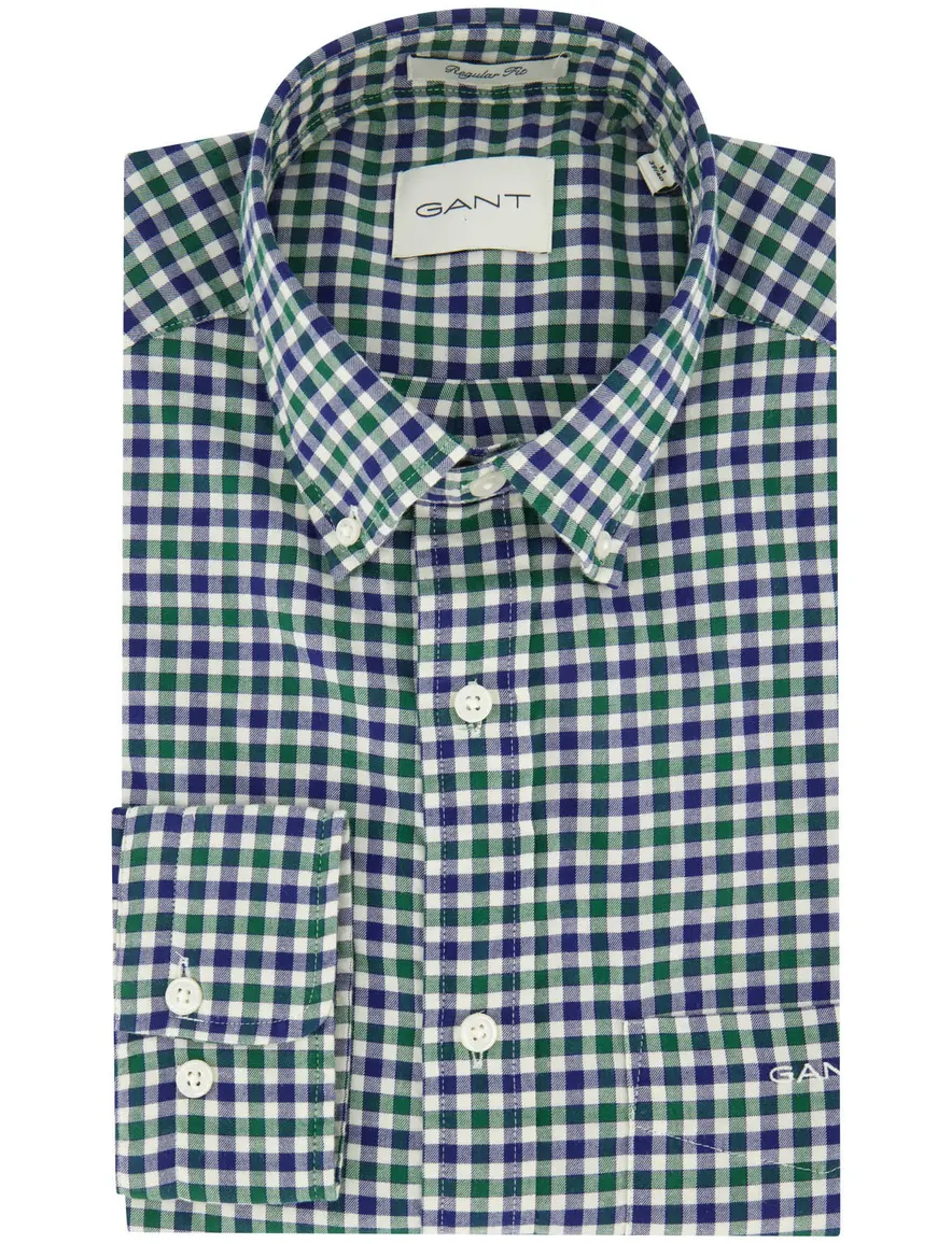 Gant katoenen overhemd blauw geruit